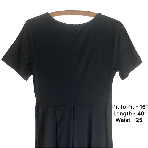Black Jersey Knit Midi Dress w/ Waist Tie – Comfy & Versatile Wardrobe Essential - Picture 7 of 12